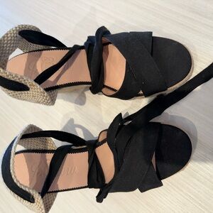 J. Crew women’s Black Espadrille Wrap Sandals - size 9